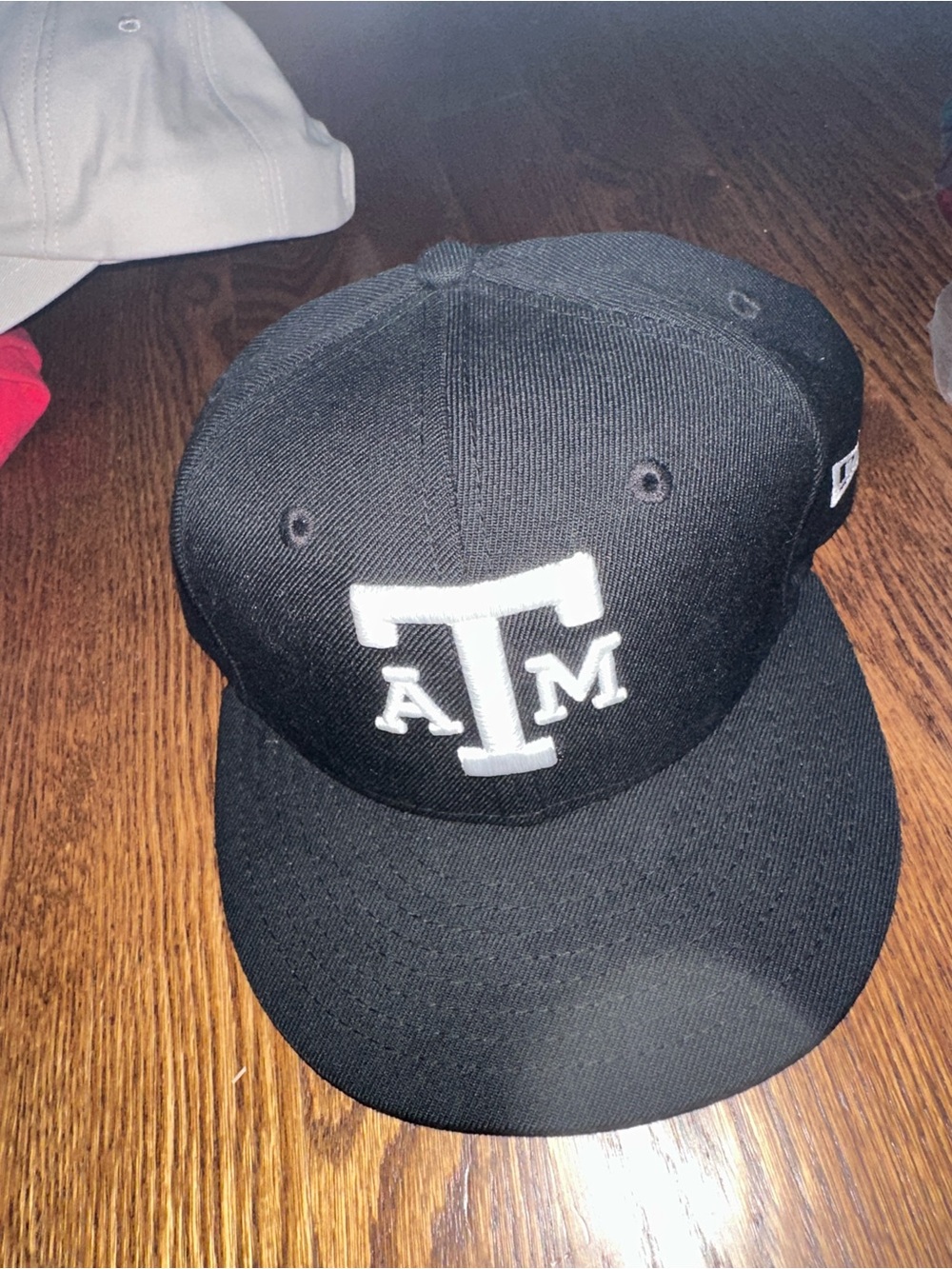 Texas A&M Black Hat - White Embroidered Logo new era fitted
